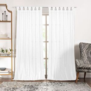 Peri Window Curtain Panels with Tulip Tab Top, White, 52" x 63"